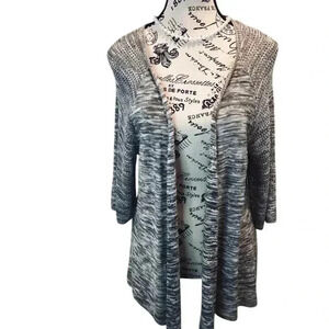 New Directions Belk Brand Large Brown Open Knit Marled Open front sweater S/S